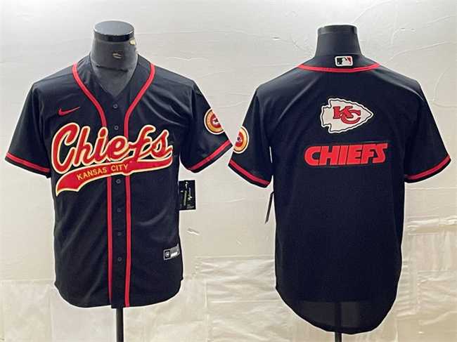 Men's Kansas City Chiefs Black Team Big Logo With Patch Cool Base Stitched Baseball Jersey,We sell and wholesale Men's Kansas City Chiefs Black Team Big Logo With Patch Cool Base Stitched Baseball Jersey on line form chian!